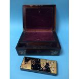 A 19th century rosewood and mother of pearl inlaid writing slope and a decorative box