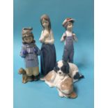 Three Nao figures and a Lladro figure (4)