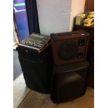 A Tapco Mix 260FX, a pair of Skytec speakers and one other