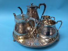 A silver plated tea service