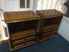 Pair of oak bedside cabinets, 51cm wide, 31cm deep, 64cm high