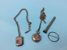 Assorted silver, including a Vesta, Propelling pencil etc.