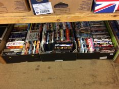 Three boxes of DVDs