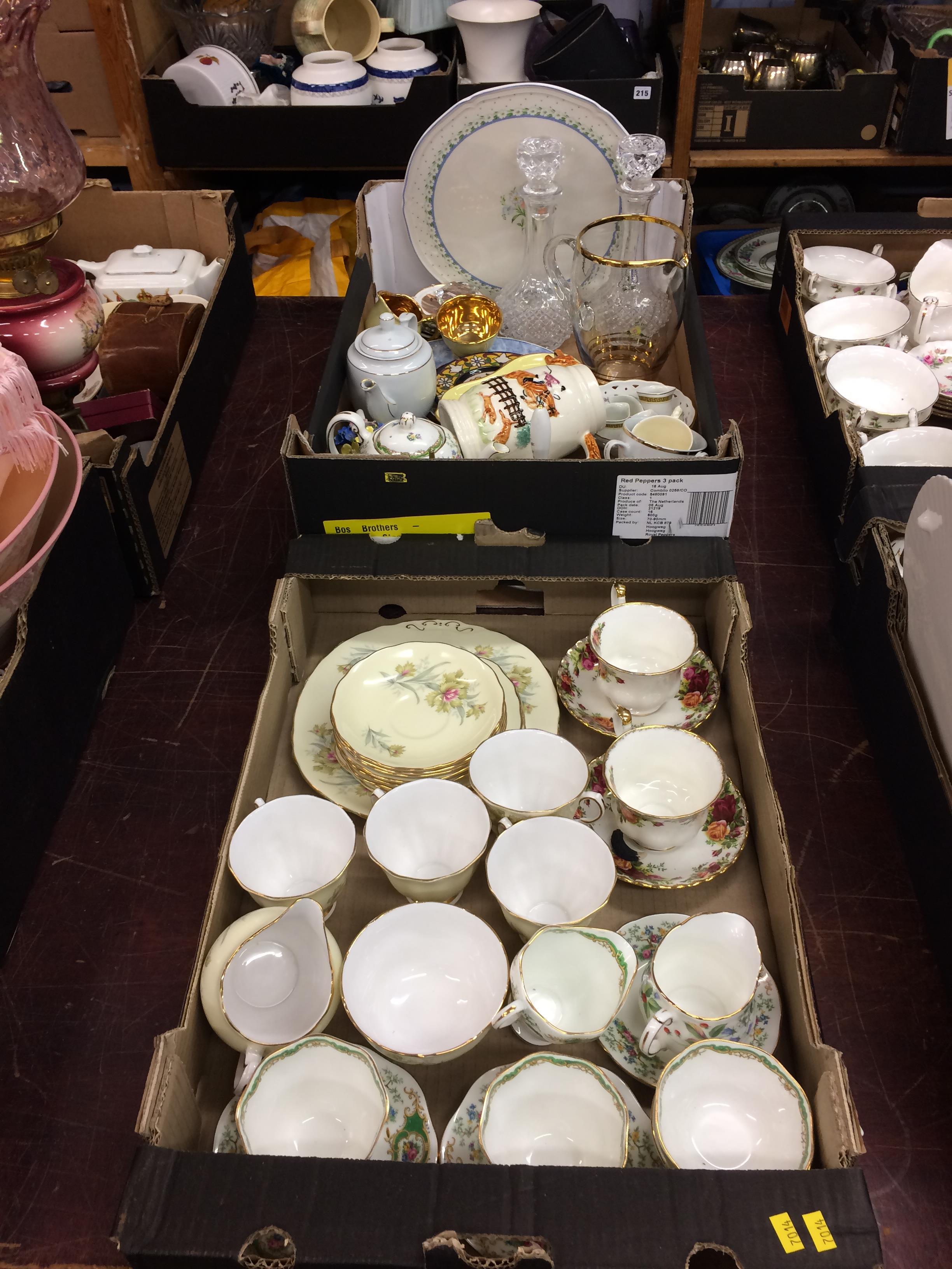 Two trays of assorted tea china etc.