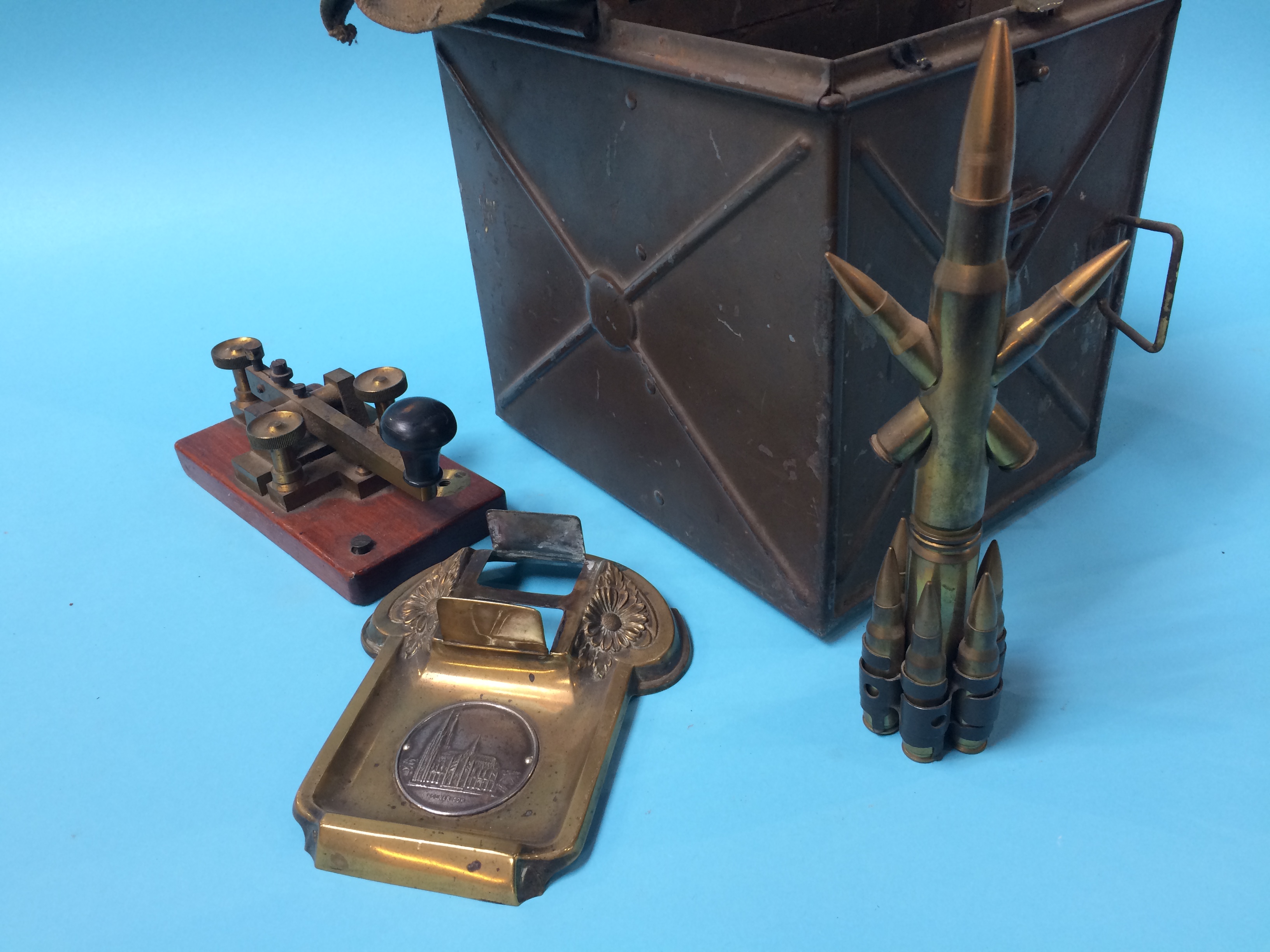 A military Morse Code machine, Trench art etc. - Image 2 of 4