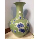 A large apple green ground modern Chinese vase, 60cm height
