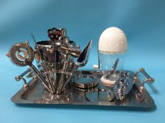 A chrome cocktail set, tray shaker etc.