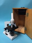 A Bresser microscope and case