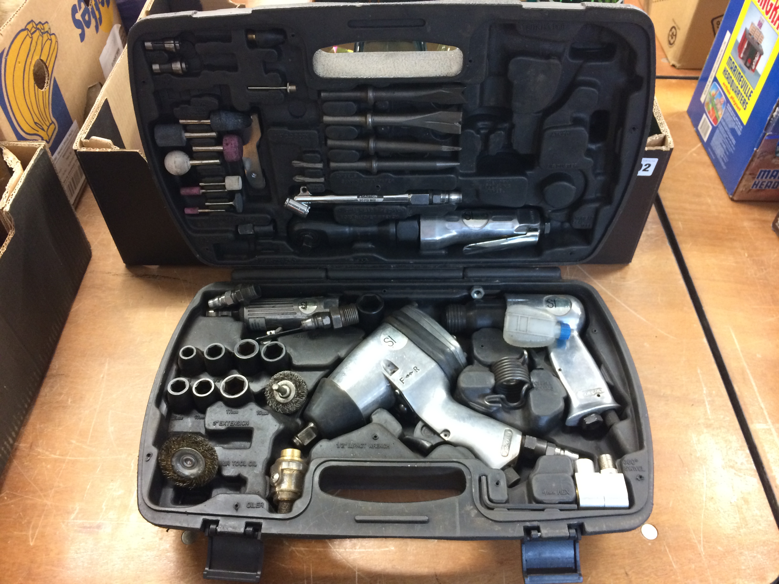 Boxed SIP air tools, to include Impact wrench etc.