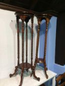 Two reproduction mahogany plant stands