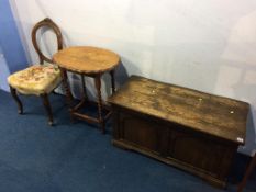 A banket box, occasional table and a chair