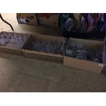 Three boxes of cut glass