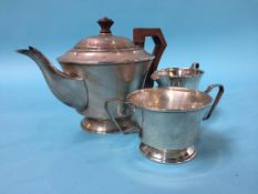 A silver three piece tea set, Charles S. Green and Co, Birmingham, 1940