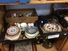 Three boxes of assorted china and ornaments etc.