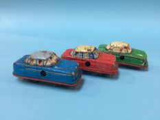 Three tin plate cars