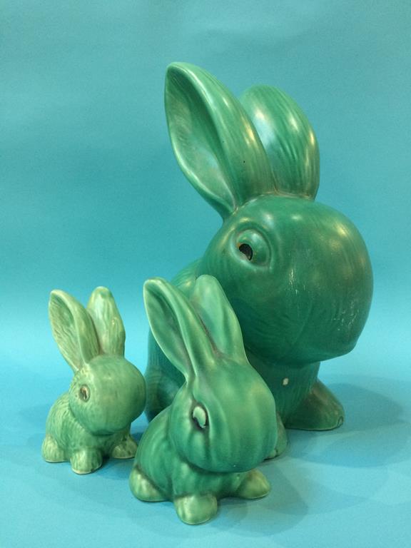 A large Sylvac rabbit and two others