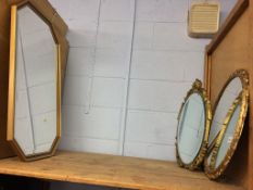 Three framed mirrors etc