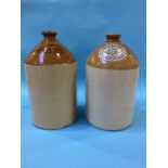Two salt glaze jugs, Vaux and Westoe Brewery
