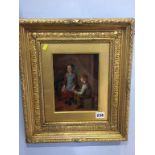 Oil on board, Two children, by W. Helmsley, 36cm x 40cm