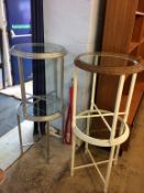 Four glass top occasional tables