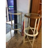 Four glass top occasional tables