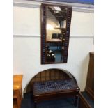 A rosewood tile top console table, with matching mirror