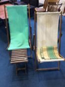 Two deck chairs and a cracket