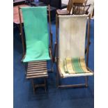 Two deck chairs and a cracket