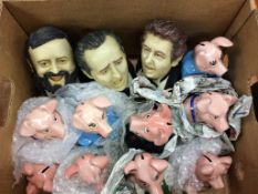 A quantity of Wade Nat West pigs and the Three Tenors busts