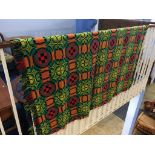 A green, red and orange Welsh blanket, 174cm x 132cm