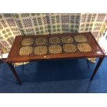 A rosewood tile top occasional table