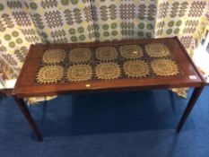 A rosewood tile top occasional table