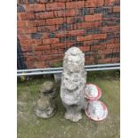 Three pairs of garden ornaments