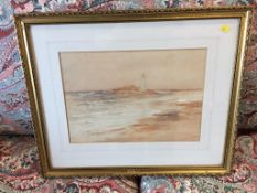 Watercolour, Edward Arden, 'St Marys Lighthouse'