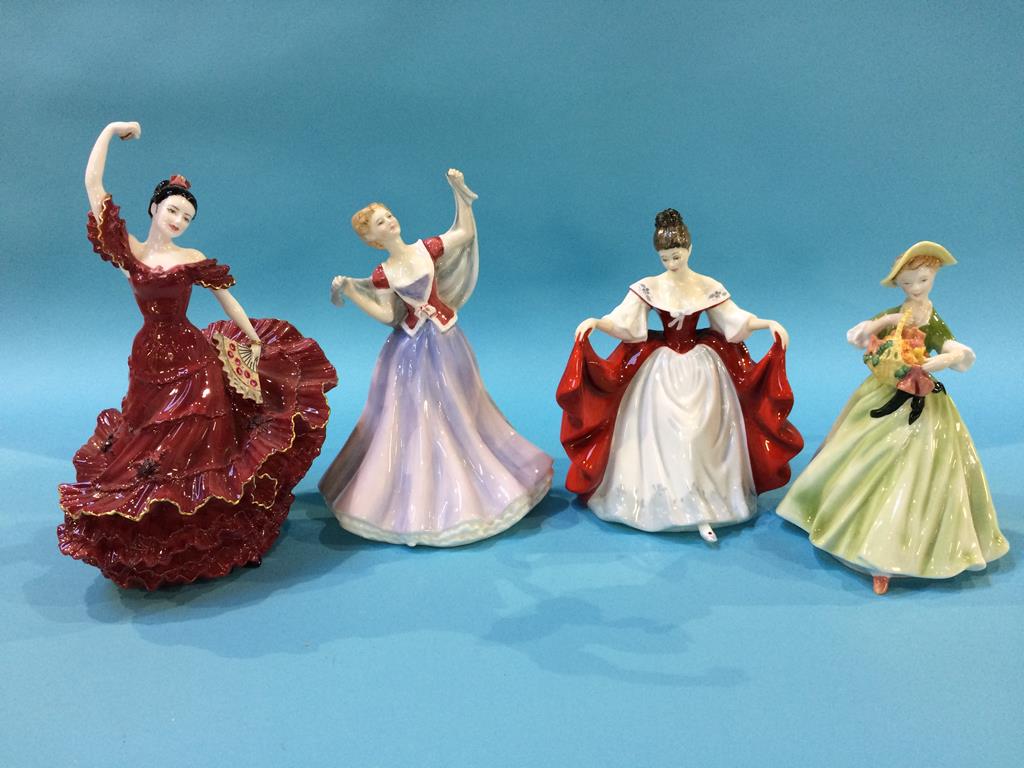 Four various figures, including Royal Doulton and Coalport etc.