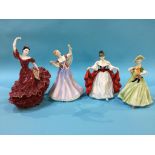 Four various figures, including Royal Doulton and Coalport etc.