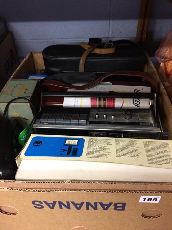 Three boxes of assorted, to include radio and slide projector etc. - Image 2 of 3