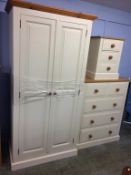 A painted pine three piece bedroom suite