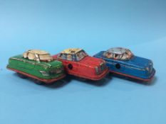 Three clockwork tin plate cars