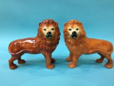 Pair of Staffordshire Lions