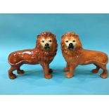 Pair of Staffordshire Lions