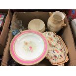 A box of assorted china, to include Crown Devon
