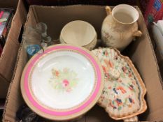 A box of assorted china, to include Crown Devon