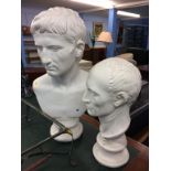 Two Roman style plaster busts