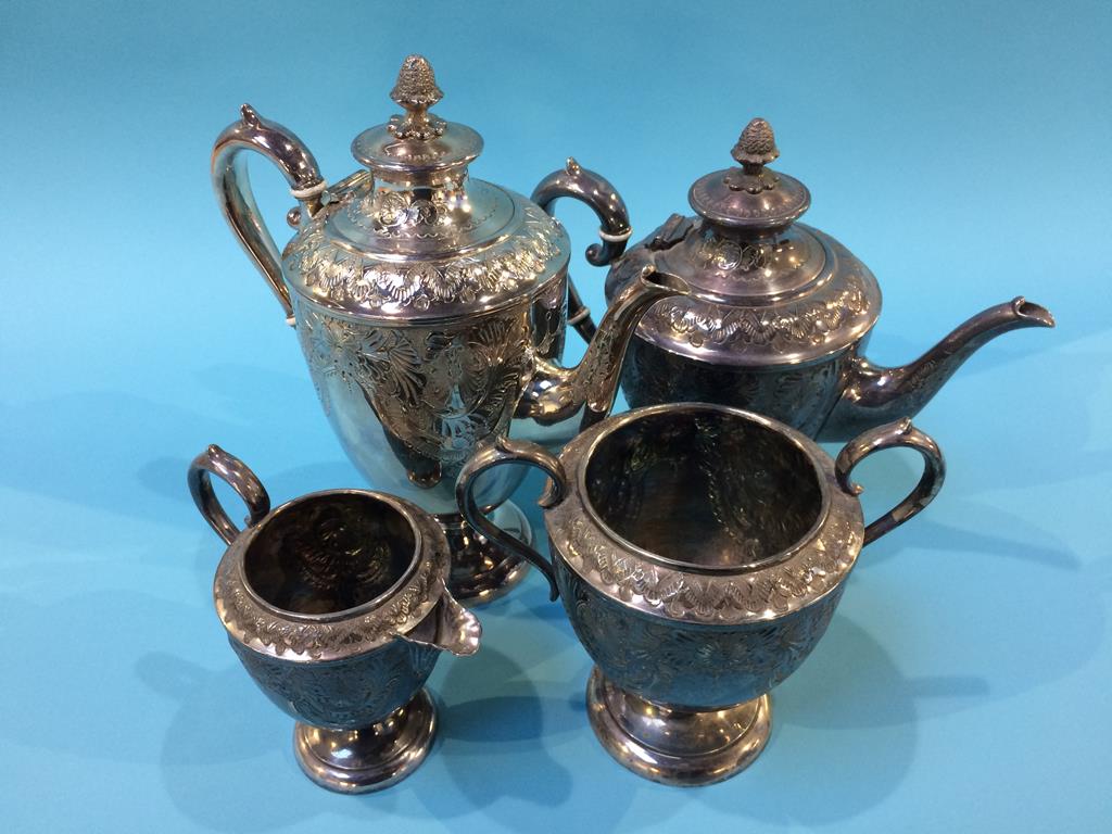 A plated four piece tea set