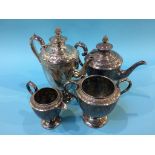 A plated four piece tea set