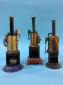 Three tin plate vertical engines