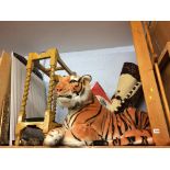 A plate rack and plush tiger etc.