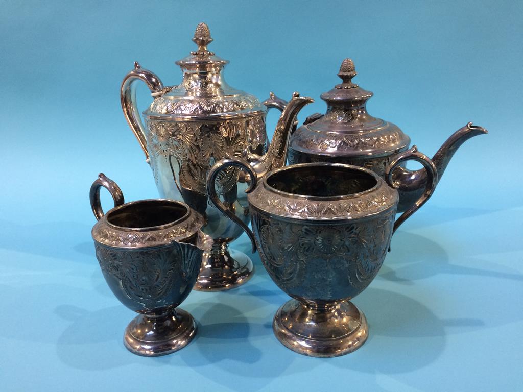 A plated four piece tea set - Image 2 of 3