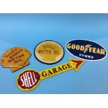 Four reproduction cast metal signs